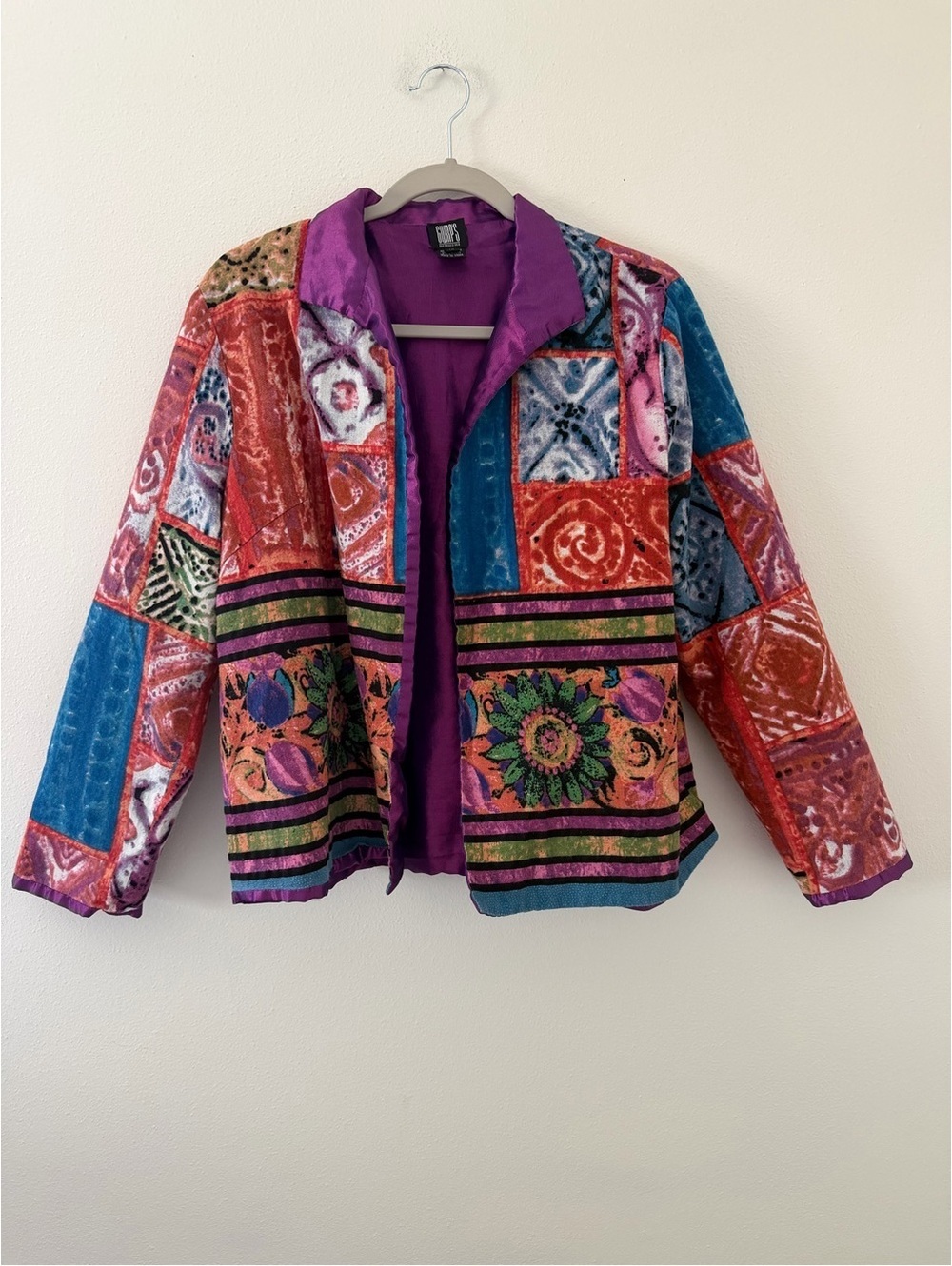 Gumps San Francisco Colorful Hippie Art Deco Retro Floral Vintage Blazer size xs
